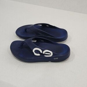 OOFOS Ooriginal Thong Flip Flop Navy Comfort Sandals Men Size 8 / Women Size 10